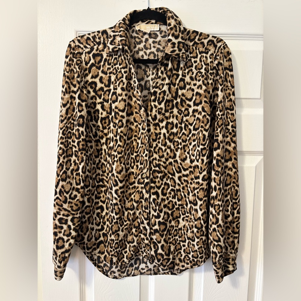 Michael Kors Animal Print Button Down Shirt